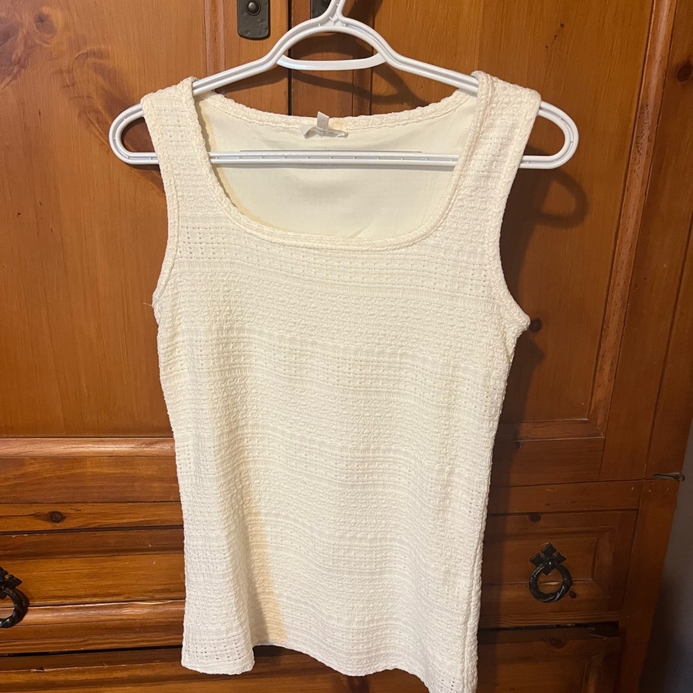 Maurices Cream Textured Scoop Neck Tank